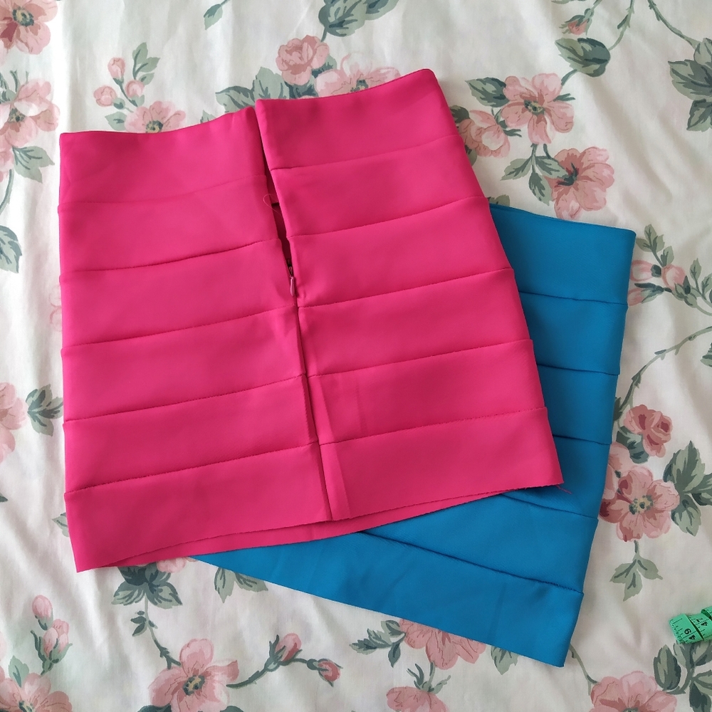 *SALE* NWOT Neon Pink Blue Bodycon Bandage Skirt